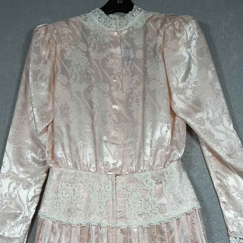 Vintage Scott McClintock Satin Lace Dress Size 8 Pink Victorian Prairie Y2K - Picture 9 of 14